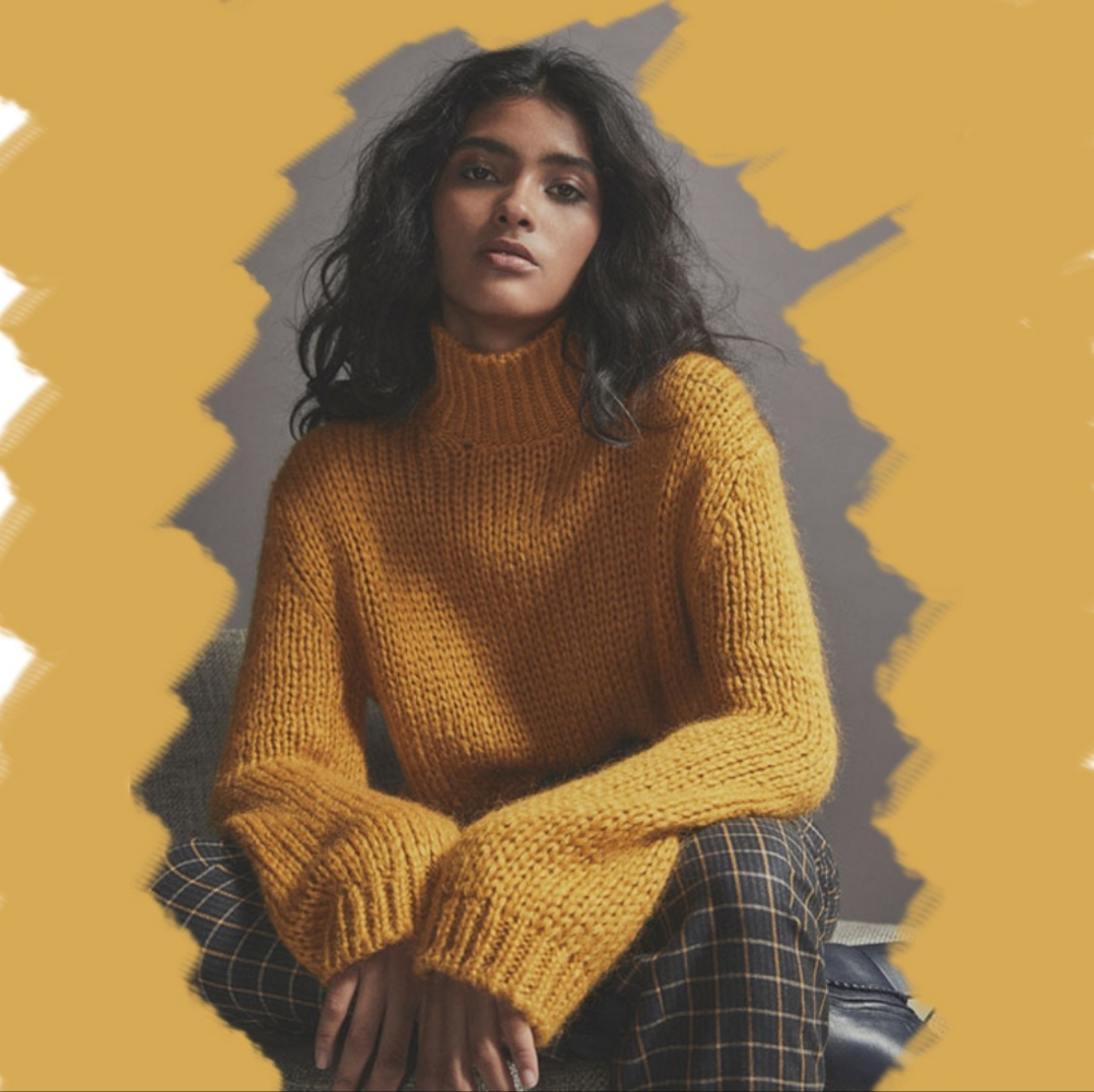Massimo Dutti Mustard Mohair Blend Sweater Size XS
